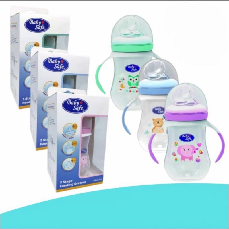 WN30 Baby Safe Bottle Wide Neck 3 Stage Feeding System 250ml (0-6m+)
