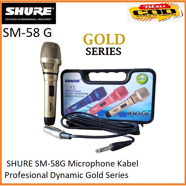 Mic SHURE SM-58G Microphone Kabel Profesional Dynamic Gold Series