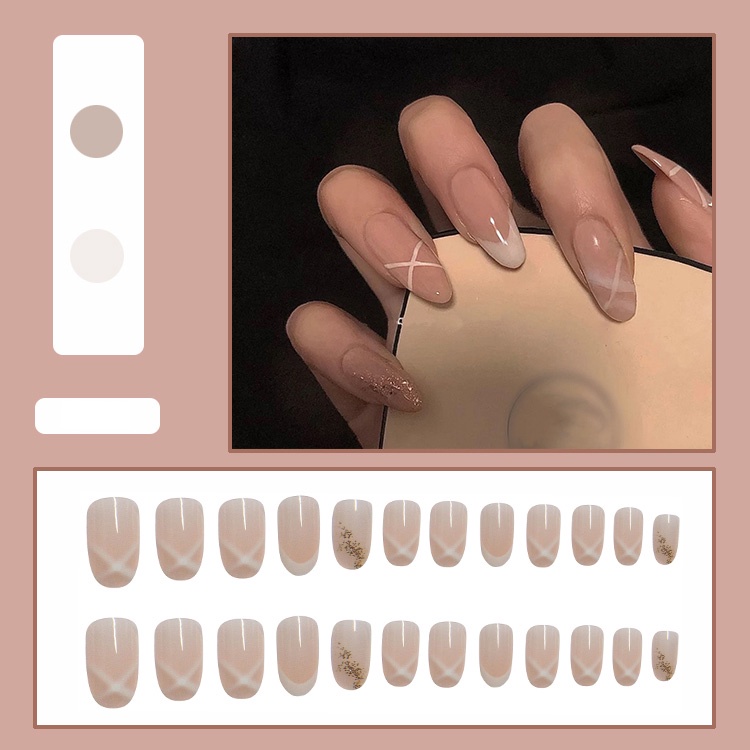 Kuku Palsu Fake Nail 24 Pcs Kemasan Strip Kuku Palsu Baru Fake Nails Kuku Palsu 3d Kuku Palsu Polos French Manicure-T116