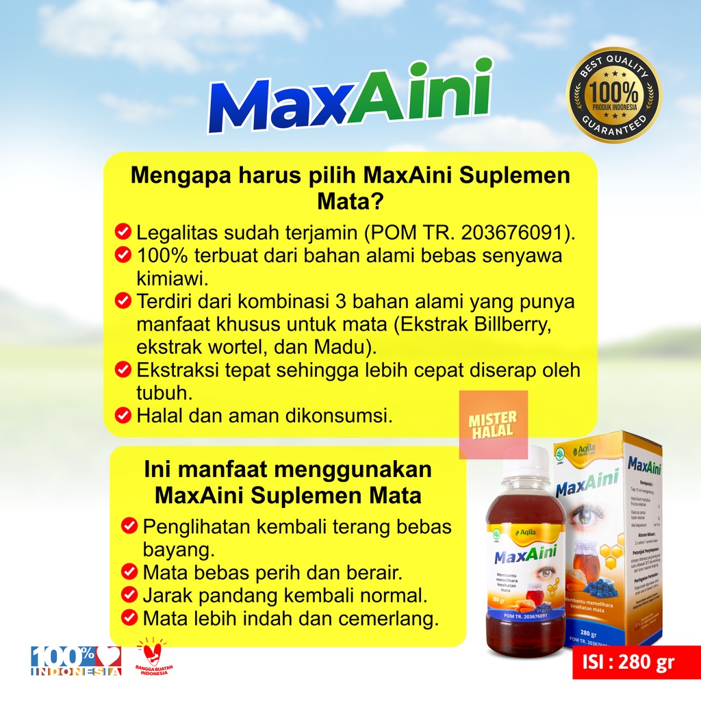 MAXAINI OBAT SEHAT MATA Original Solusi Segala Masalah Mata Asli, Obat Mata Minus, Mata Minus, Mata Merah Berair Katarak Glukoma Rabun Dekat Rabun Jauh 100% Original