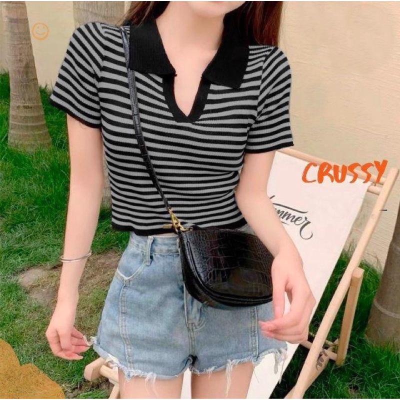 BAJU CILA TOP WANITA ATASAN BLOUSE CEWEK LENGAN PENDEK FASHION RAJUT