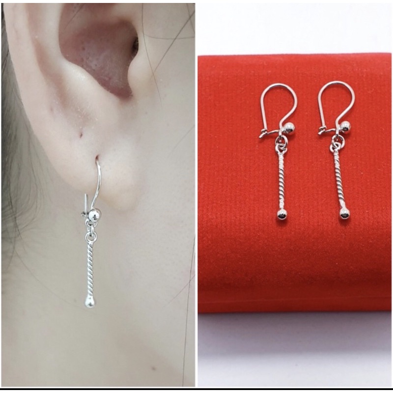 Anting cewek anting panjang perak 925 lapis emas putih anting simple