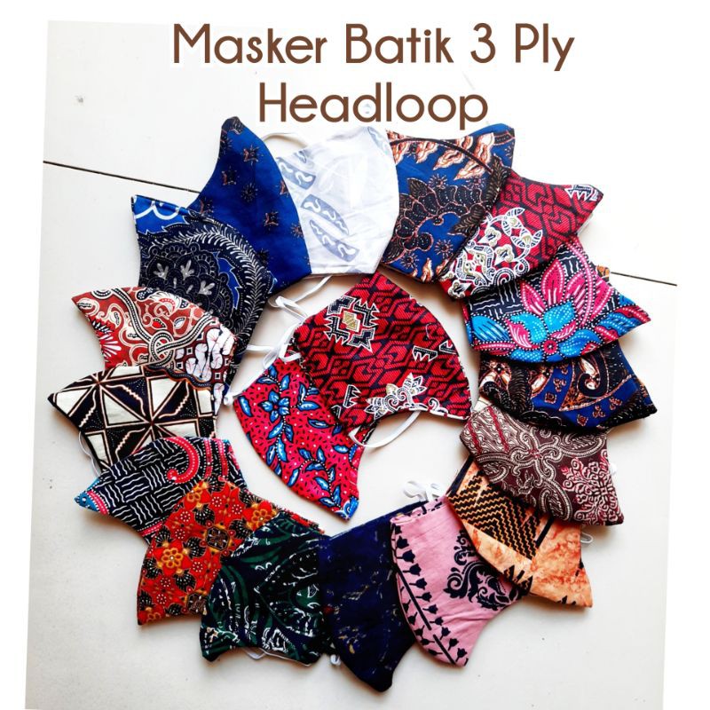 Masker Kain Batik/Etnik/ masker Brokat Earloop Headloop bahan halus  min order 3