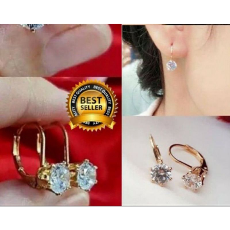 Anting Xuping wanita / anting desy permata solitaire / di jamin 100% antikarat antialergi tidak mudah luntur