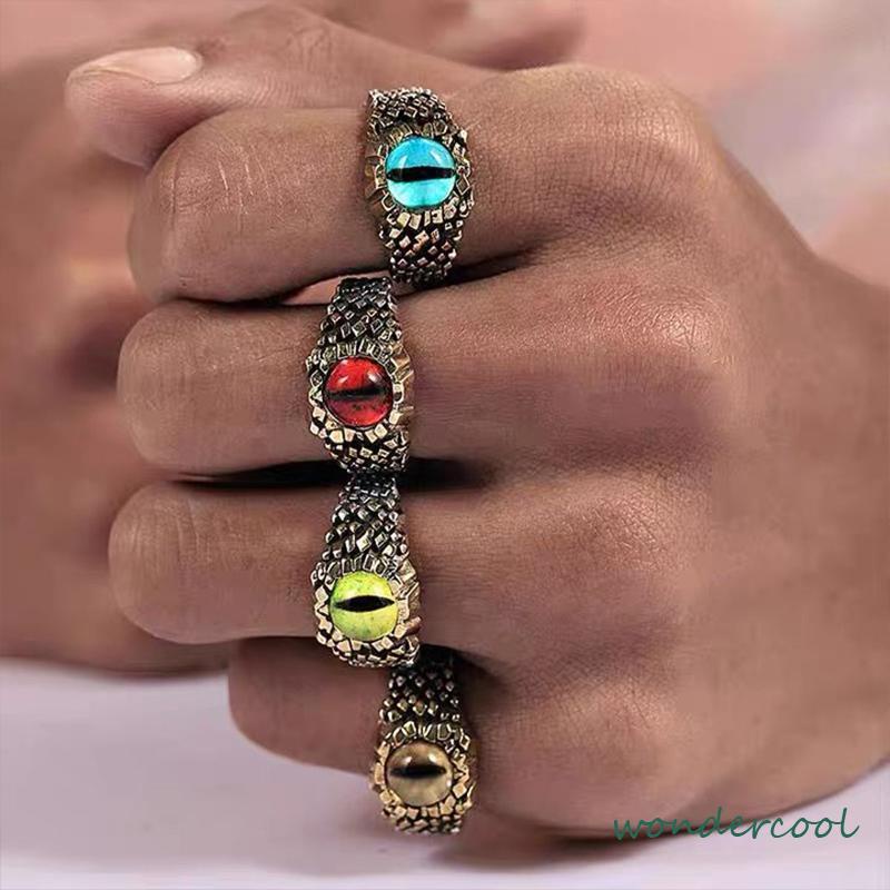 2022 Cincin Pria Desain Mata Merah Bahan Metal Gaya Retro Punk Rock Untuk Pesta Motor-Won