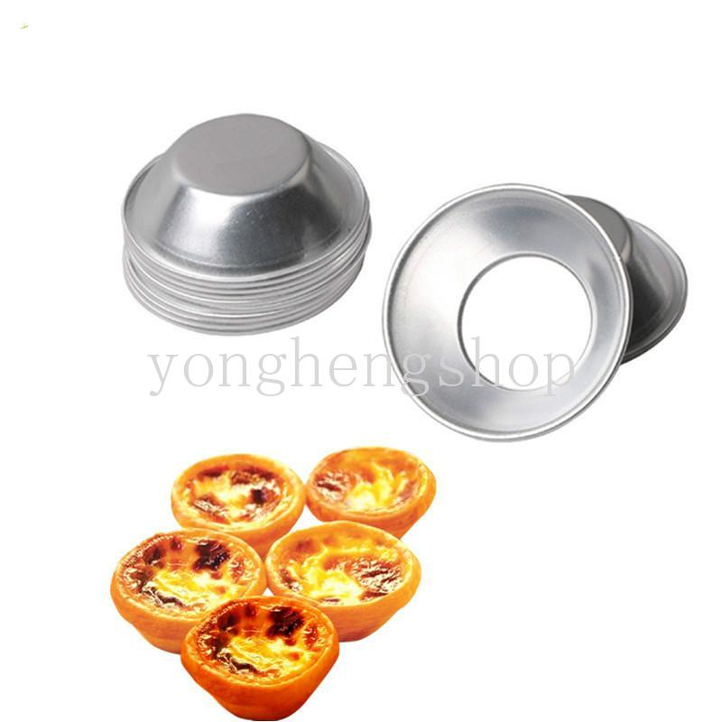 10pcs / set Cetakan Egg Tart / Cupcake / Kue Kering Mini Bahan Aluminum DIY