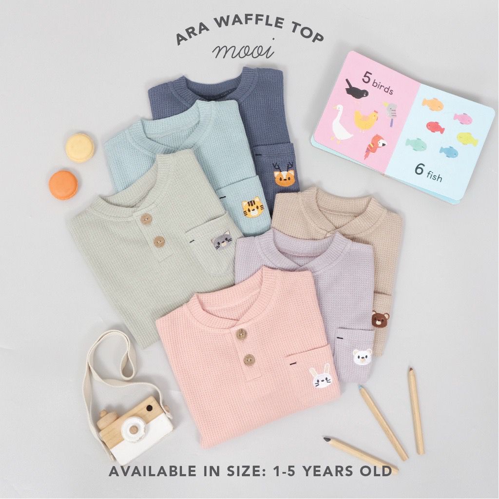 Mooi Ara Pocket Waffle Top 1-5 Tahun  - Sweater Anak Unisex