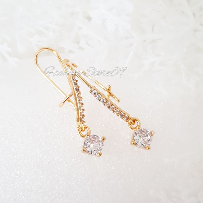 Anting Jurai Simple Permata Jurai balok Perhiasan xuping lapis emas 18k yaxiya impor anting jurai dewasa fashion