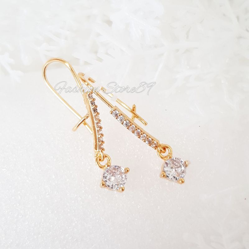 Anting Jurai Simple Permata Jurai balok Perhiasan xuping lapis emas 18k yaxiya impor anting jurai dewasa fashion