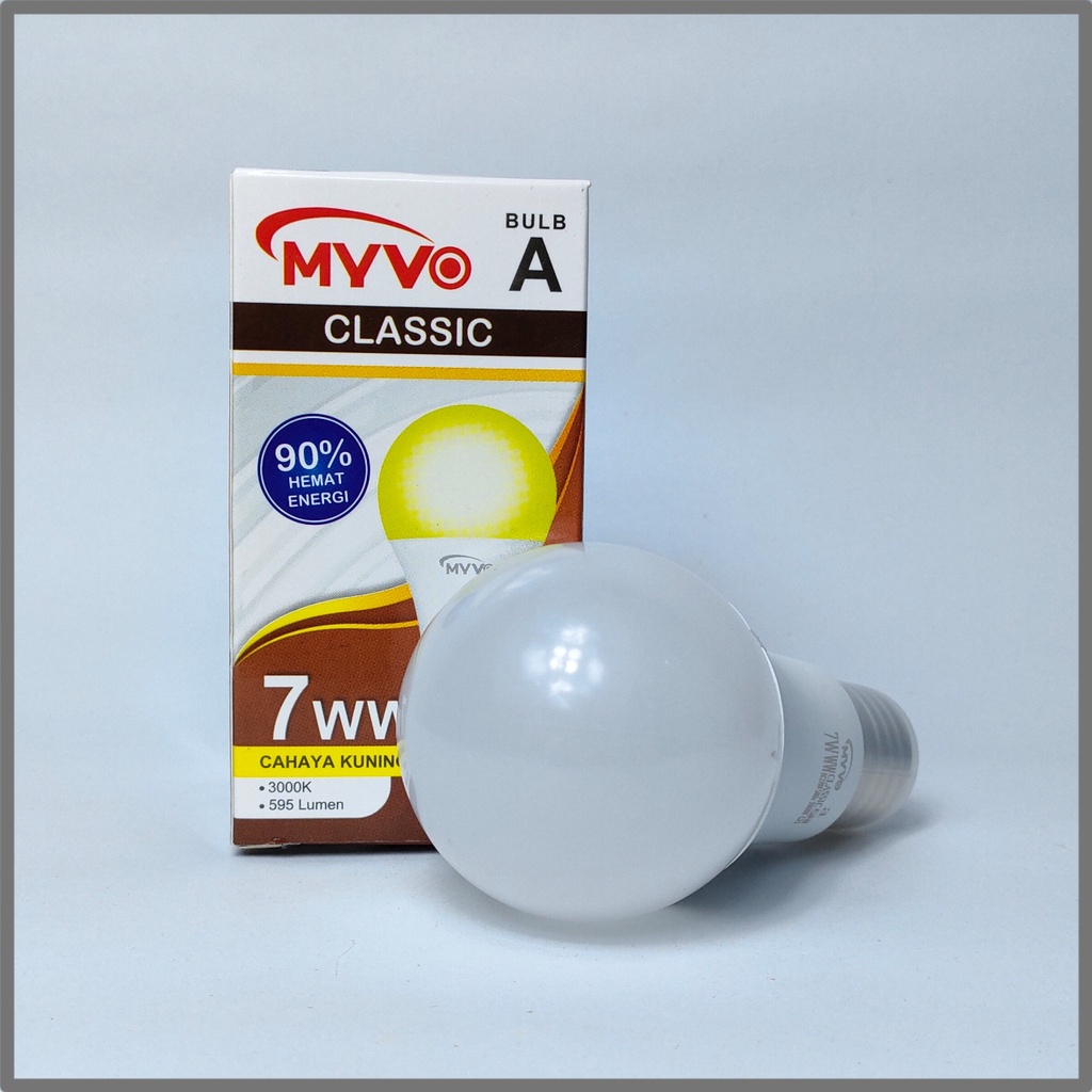 Myvo Lampu LED Bulb Classic 7 Watt - Cahaya Kuning (Warm White)