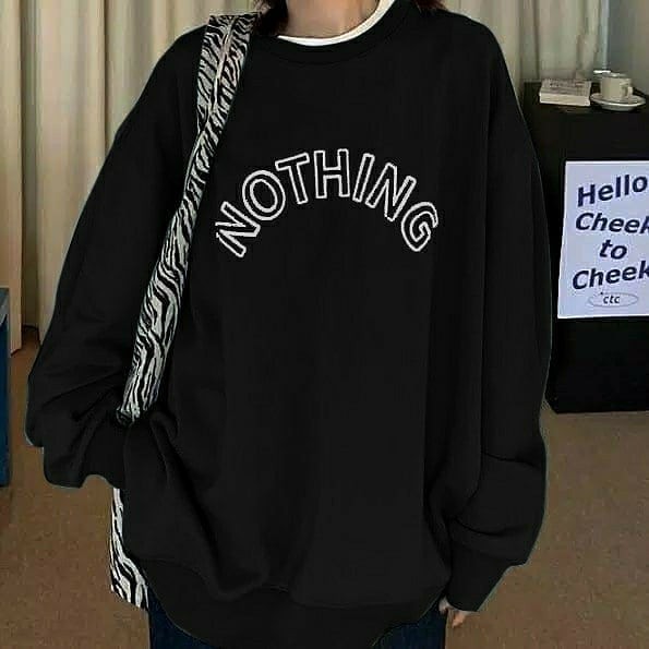 Sweater Crewneck Nothing - Allsize - Bahan Fleece Tebal dan lembut - Outfit Wanita Dan Pria