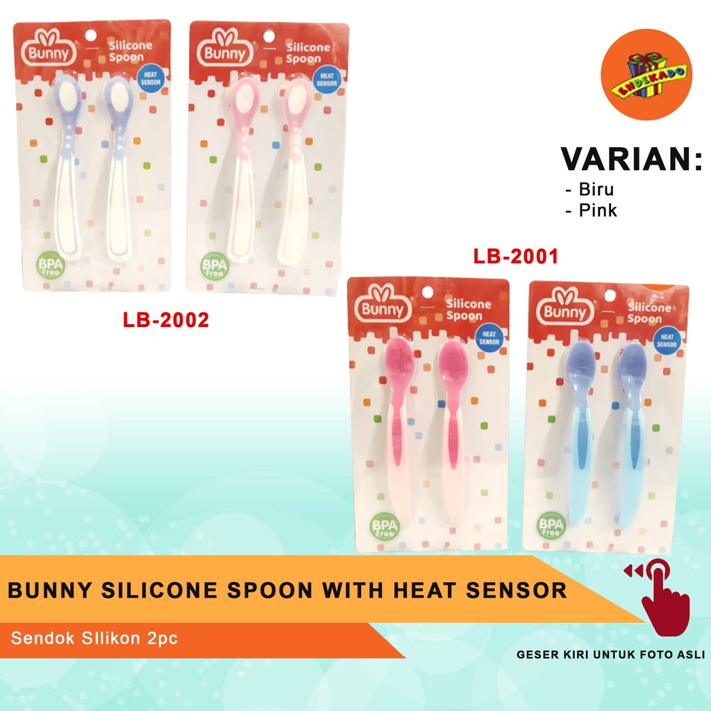 BUNNY SILICONE SPOON WITH HEAT SENSOR - Sendok Silikon 2pc