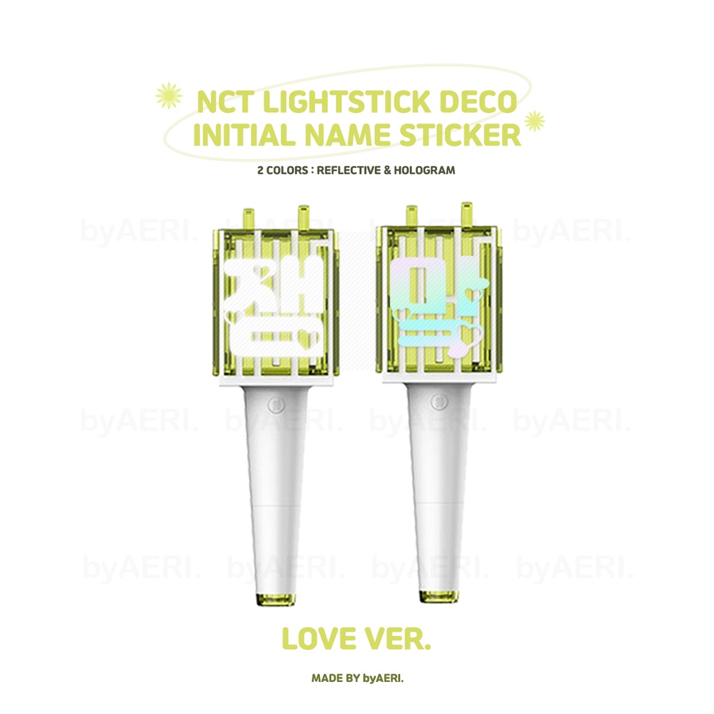 N C T LIGHTSTICK DECO STICKER LOVE ver. REFLECTIVE HOLOGRAM INITIAL NAME (sticker 127 dream neobong nama inisial reflektif)