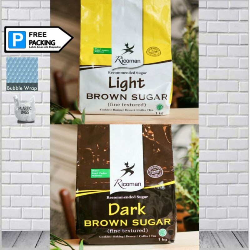 Ricoman Light / Dark Brown Sugar kemasan 1kg READY GOSEND