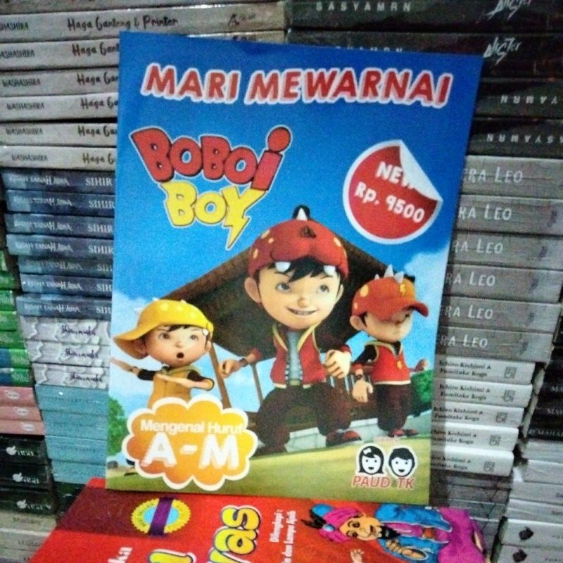 Buku anak TK dan paud mengenal huruf A-M seri mewarnai Boboiboy