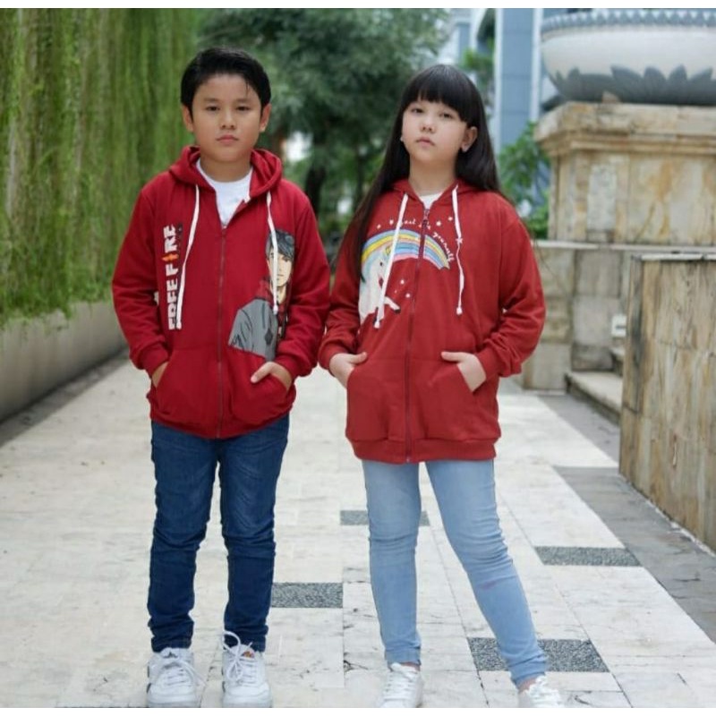 Jaket anak laki laki jaket anak perempuan 6-14 tahun BT21,STAR WARS,FREEFIRE,CAPTEN AMERIKA, Kuda poni by minidolphin