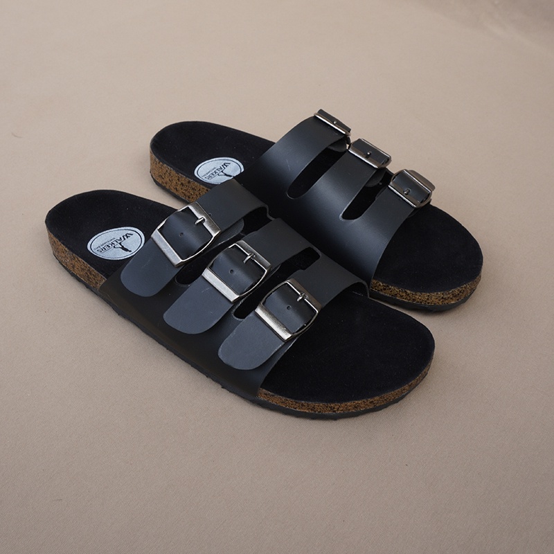 Sandal Pria Walkers Gesper Full Black Casual Gaya Trendy Murah Terlaris