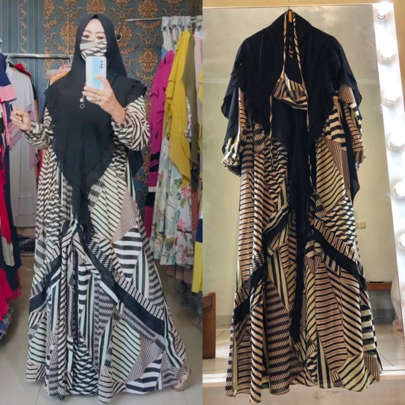 [ SIAP KIRIM ] RIHANNA SET SYAR'I | HITAM | GAMIS SYAR'I |