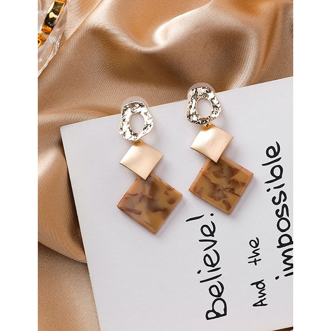 LRC Anting Tusuk Fashion Gold 925 Silver Needle Geometric Irregular Geometric Square Earrings D35334