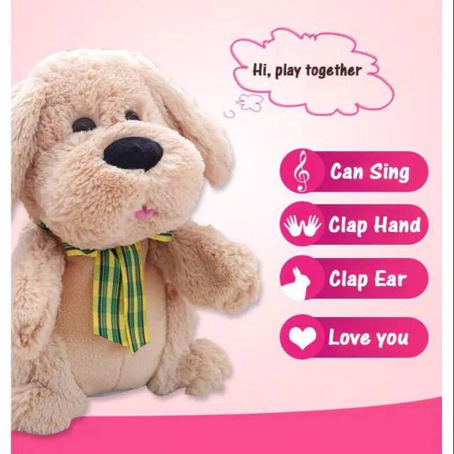 BONEKA PEEK A BOO PUPPY CLAPPY DOG CAN SING CAN CLAP TEPUK TANGAN