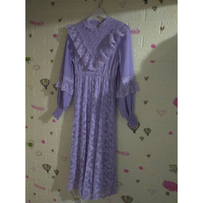 GAMIS/LONG TUNIK BRUKAT LILAC BY VNS