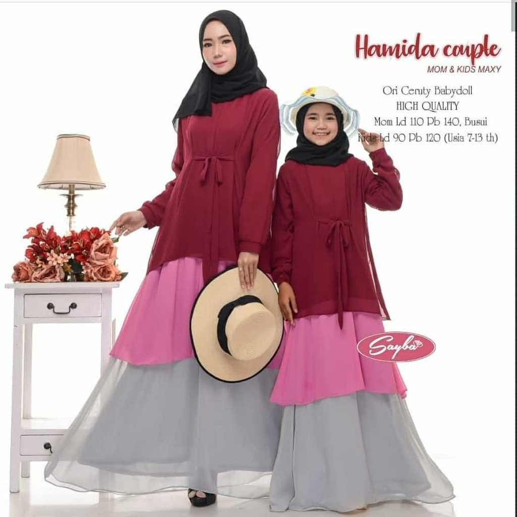 HAMIDA COUPLE Bahan CERUTY BABYDOLL Dapat 2 Baju ( GAMIS IBU Dan GAMIS ANAK )  BAJU COUPLE WANITA TERBARU IBU DAN ANAK BAJU COUPLE TERBARU KEKINIAN SIMPLE DAN ELEGAN NYAMAN DI PAKAI DAN HARGA TERJANKAU BAJU COUPLE 2022