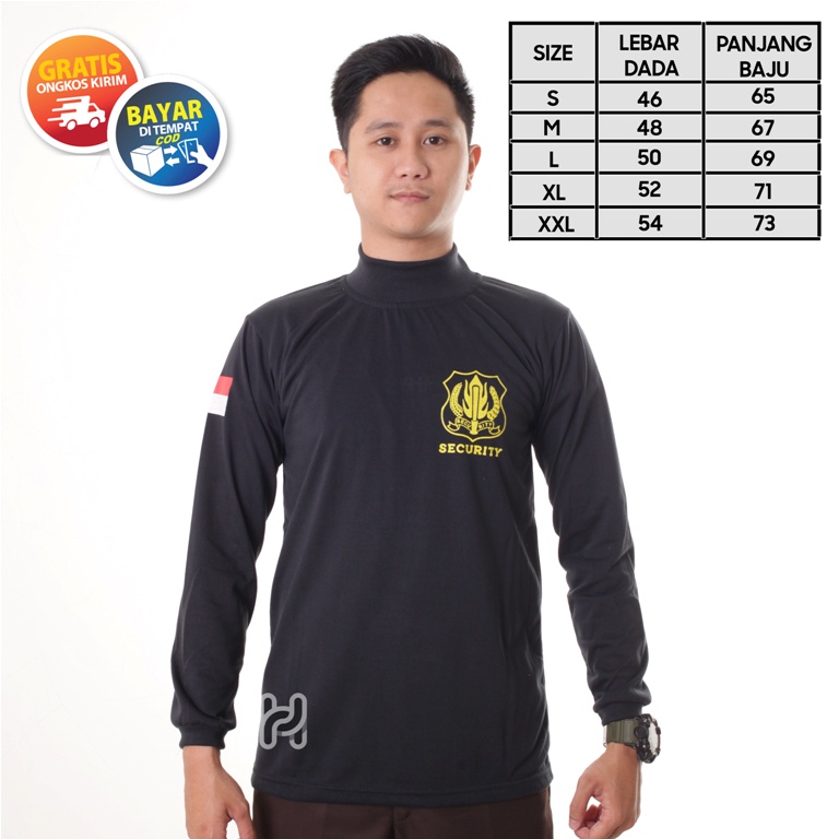 Satpam Baju Kaos Security Kaos Satpam Kerah Tinggi Pria Lengan Panjang Kaos Dalam Tangan Panjang