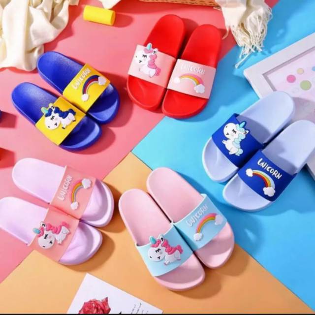 Sandal unicorn karet timbul anak size 31-36