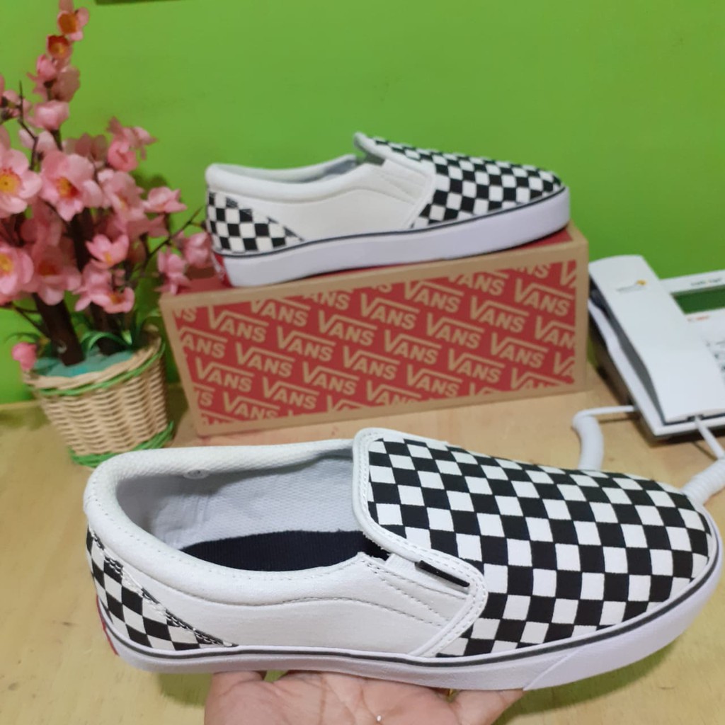 100% PREMIUM Sepatu Vans_ Slip On Slipon OG Checkerboard Catur Thrasher Fear