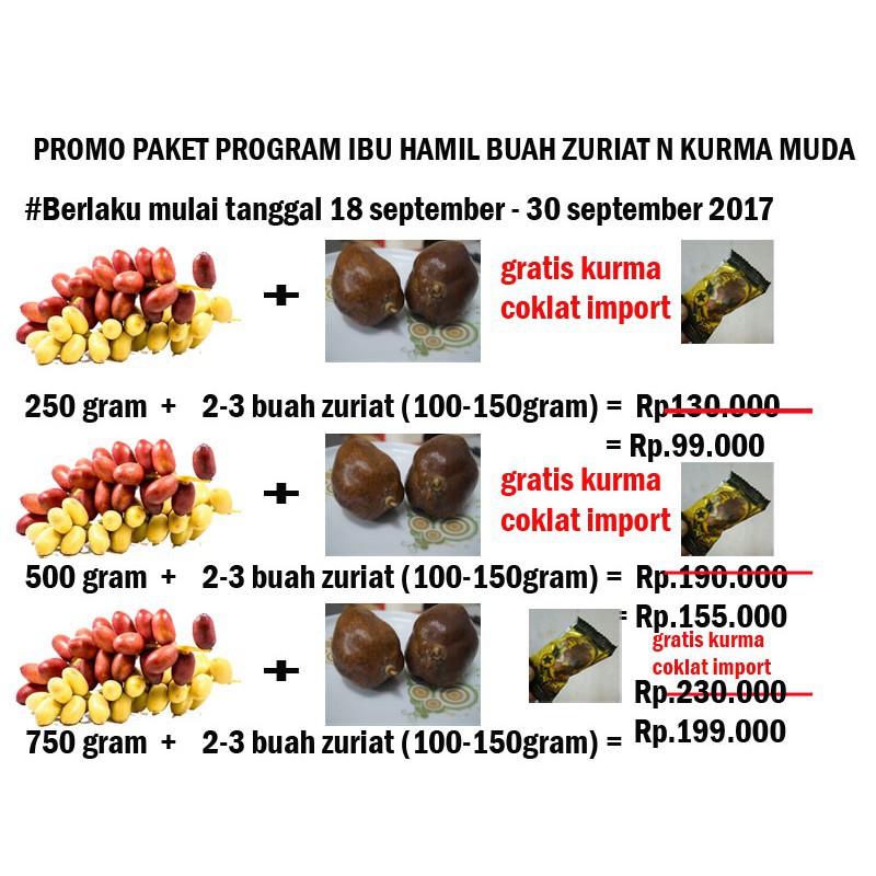 Gratis Ongkir Promo Ibu Hamil Buah Kurma Muda Dan Buah Zuriat Termurah Indonesia