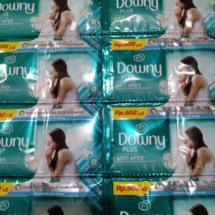 Pakaianpelembutpewangi- Downy Hijau Anti Apek 1 Renceng Isi 12Pcs Sachet 20 Ml -Pewangi-Pelembut-