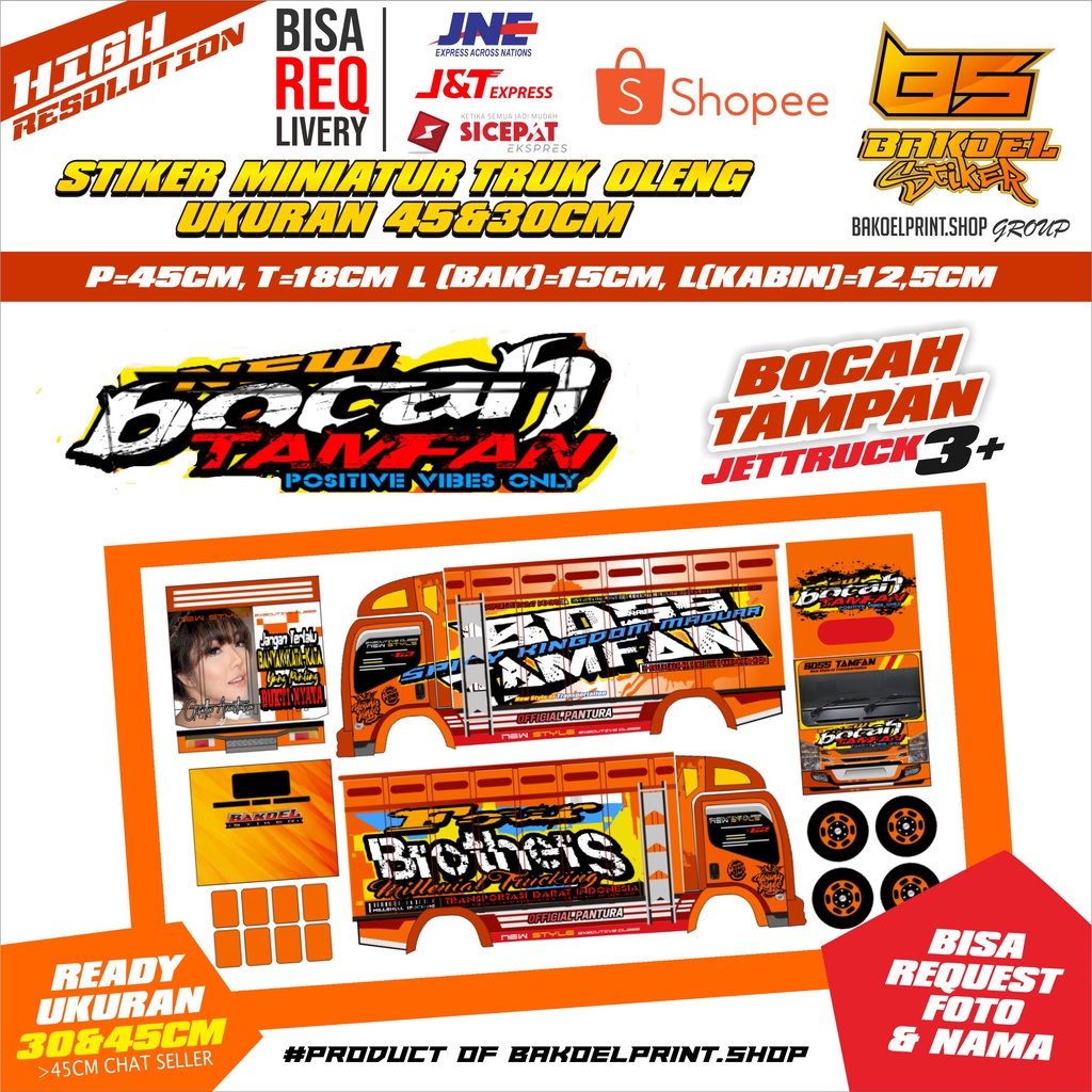 STIKER MINIATUR TRUK OLENG UK. 30/45/55cm