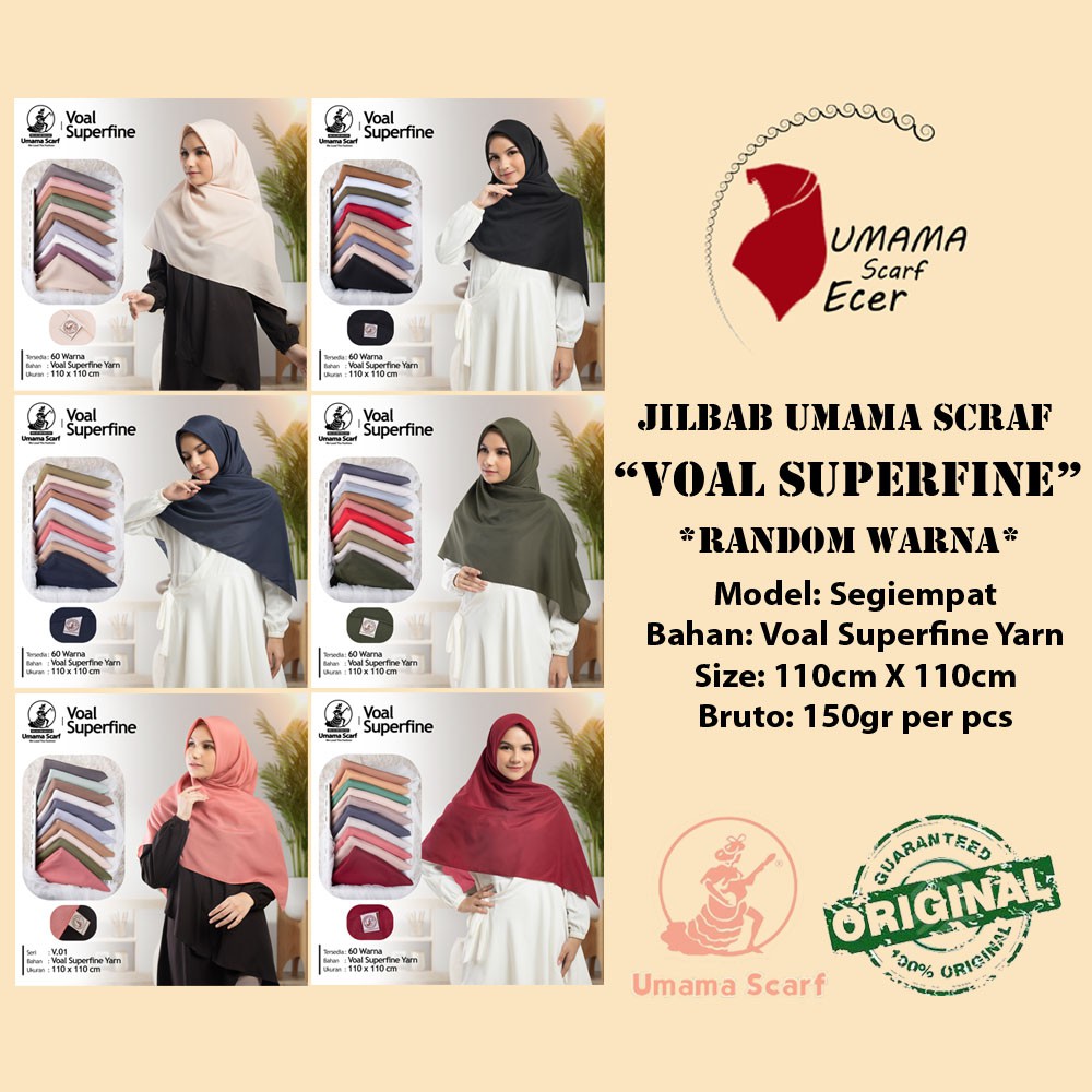  Jilbab  segiempat polos VOAL SUPERFINE by Umama Scarf jual 