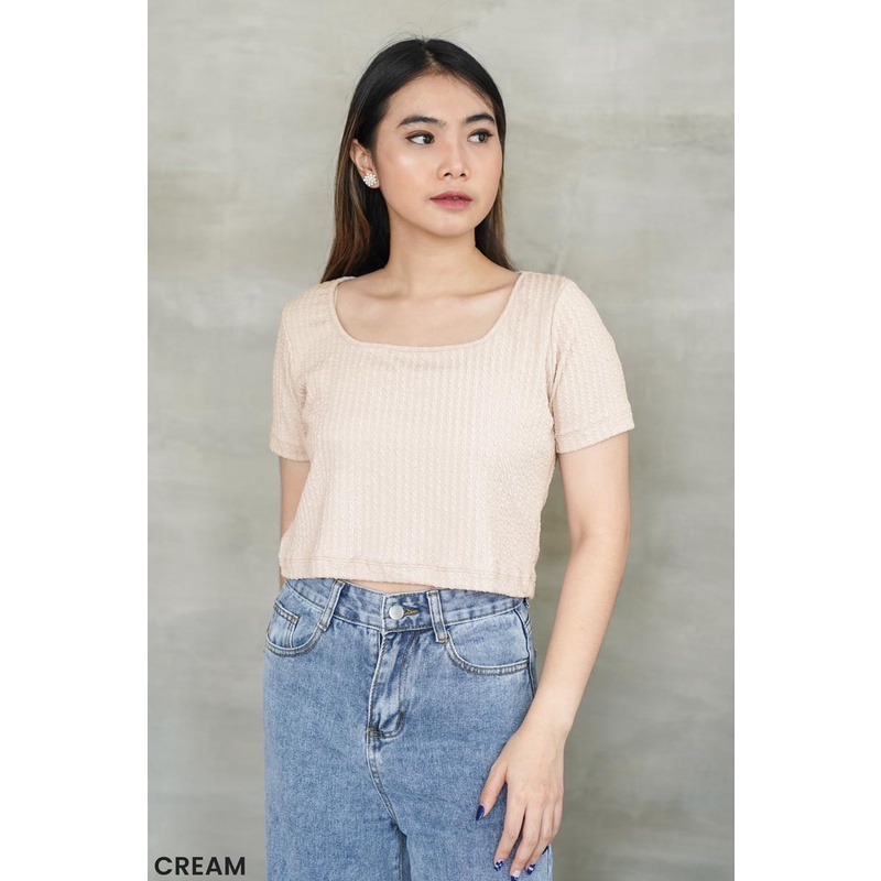 Lily square knit top - blouse atasan wanita