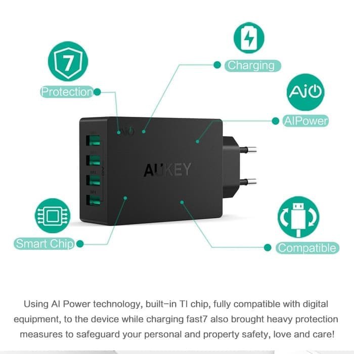 PA-U36 Aukey Wall Charger 4 Port USB 18 W