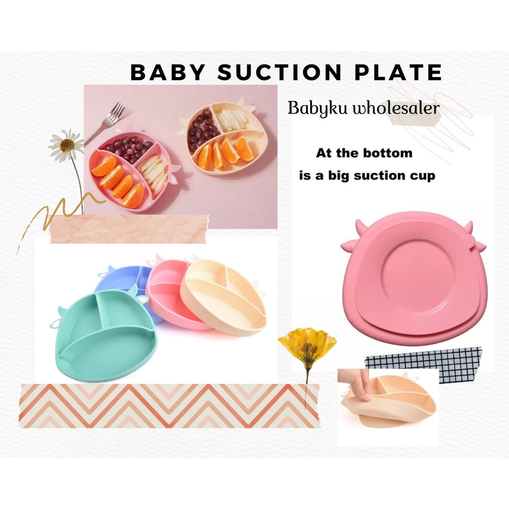 Piring makan bayi silikon plate mat / sure grip platemat silicone / piring makan anak silicone