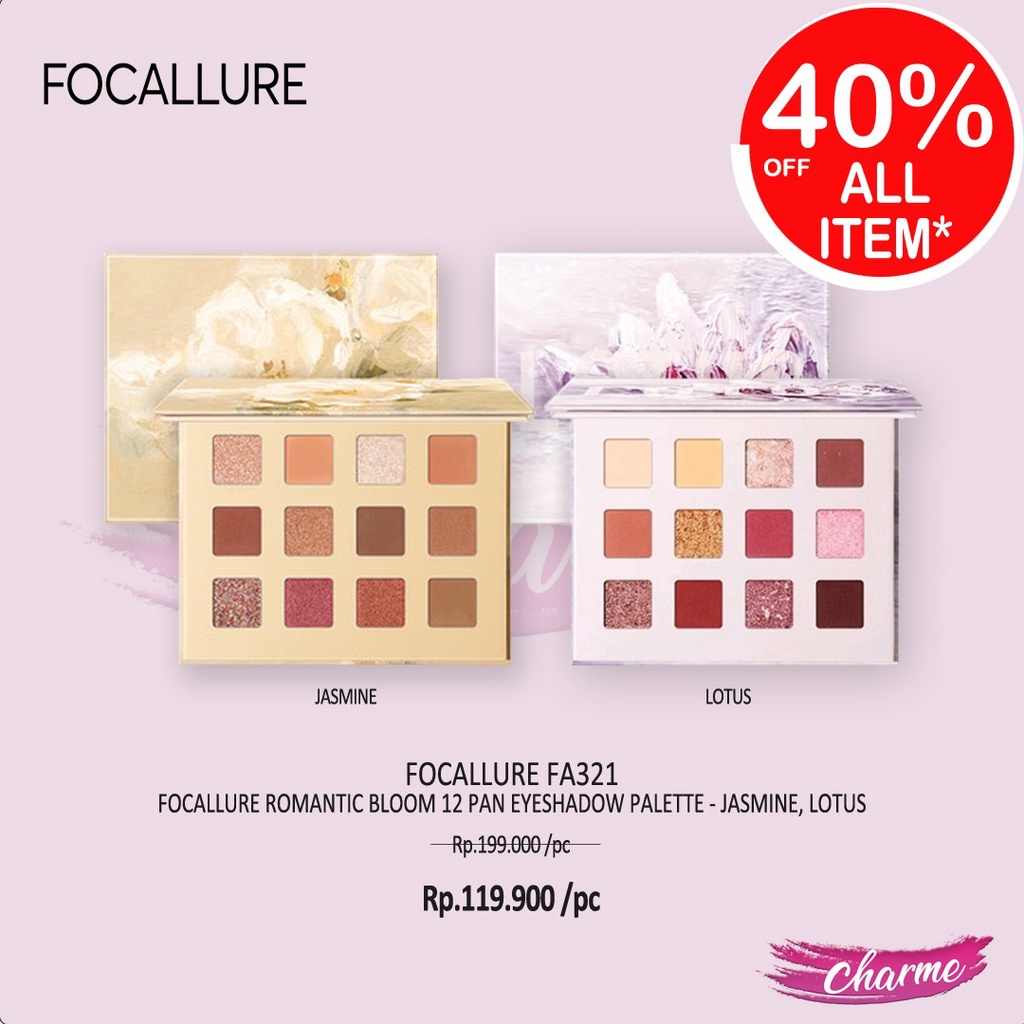 (READY&amp;ORI) Focallure Jasmine Romantic Bloom 12 Pan Eyeshadow FA321 FA 321