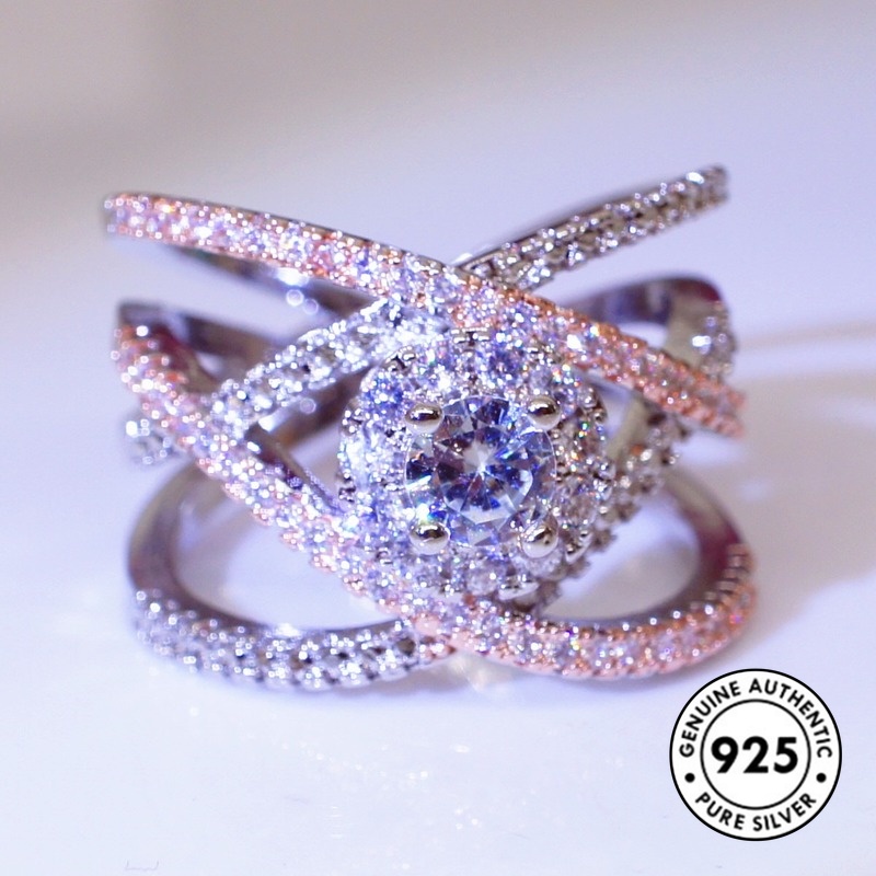 Cincin Bahan S925 Silver Warna Rose Gold Untuk Wanita