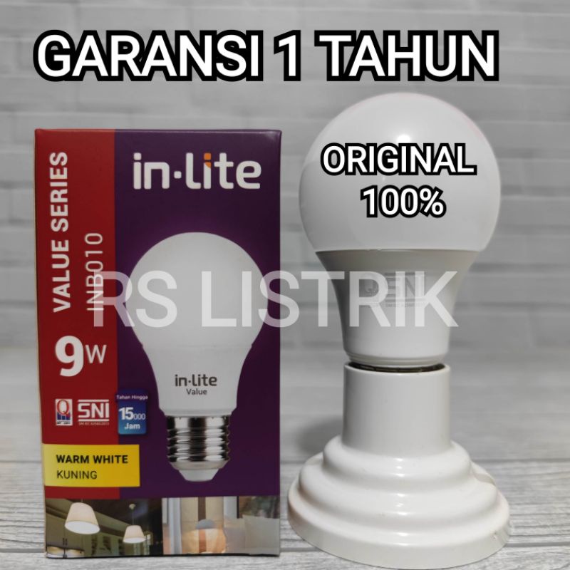 IN-LITE LAMPU LED BULB VALUE 9W 9 WATT INB010 CAHAYA KUNING 3000K WARM WHITE