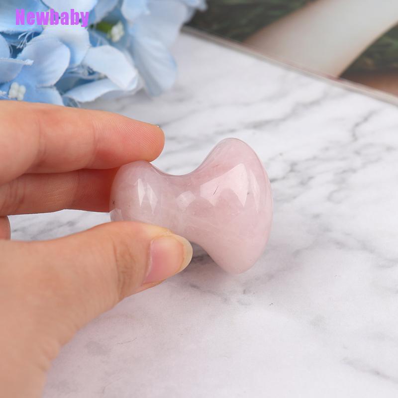 (Newbaby) Alat Pijat Guasha Quartz Rose Natural Bentuk Jamur Untuk Wajah / Kaki