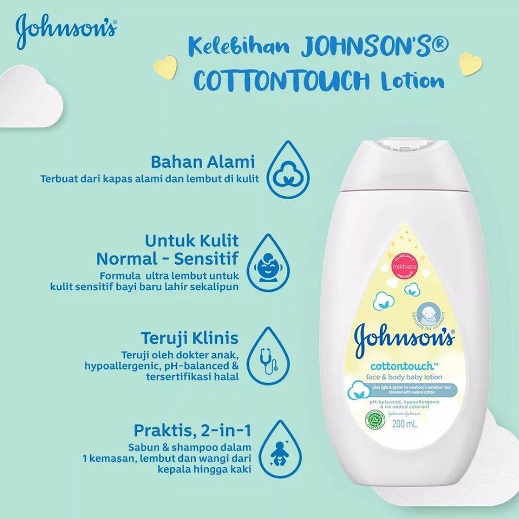 COD Johnsons Cottontouch Face &amp; Body Baby Lotion 200 ml - Body Losion Bayi Johnson - Cotton Touch Lo