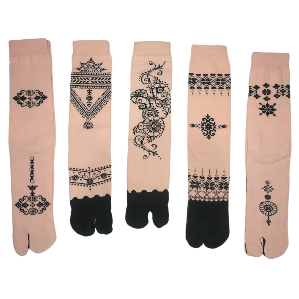 Kaos Kaki Wanita Muslimah Jempol Panjang Motif Henna Bahan Nylon