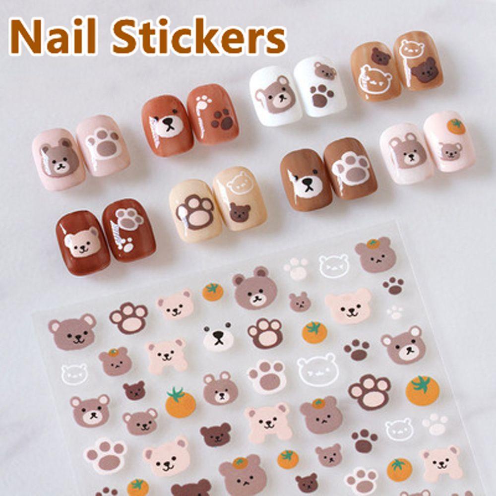 Needway Kartun Stiker Kuku Wanita Gadis Bintang Kelinci Beruang Panda DIY Nail Decals