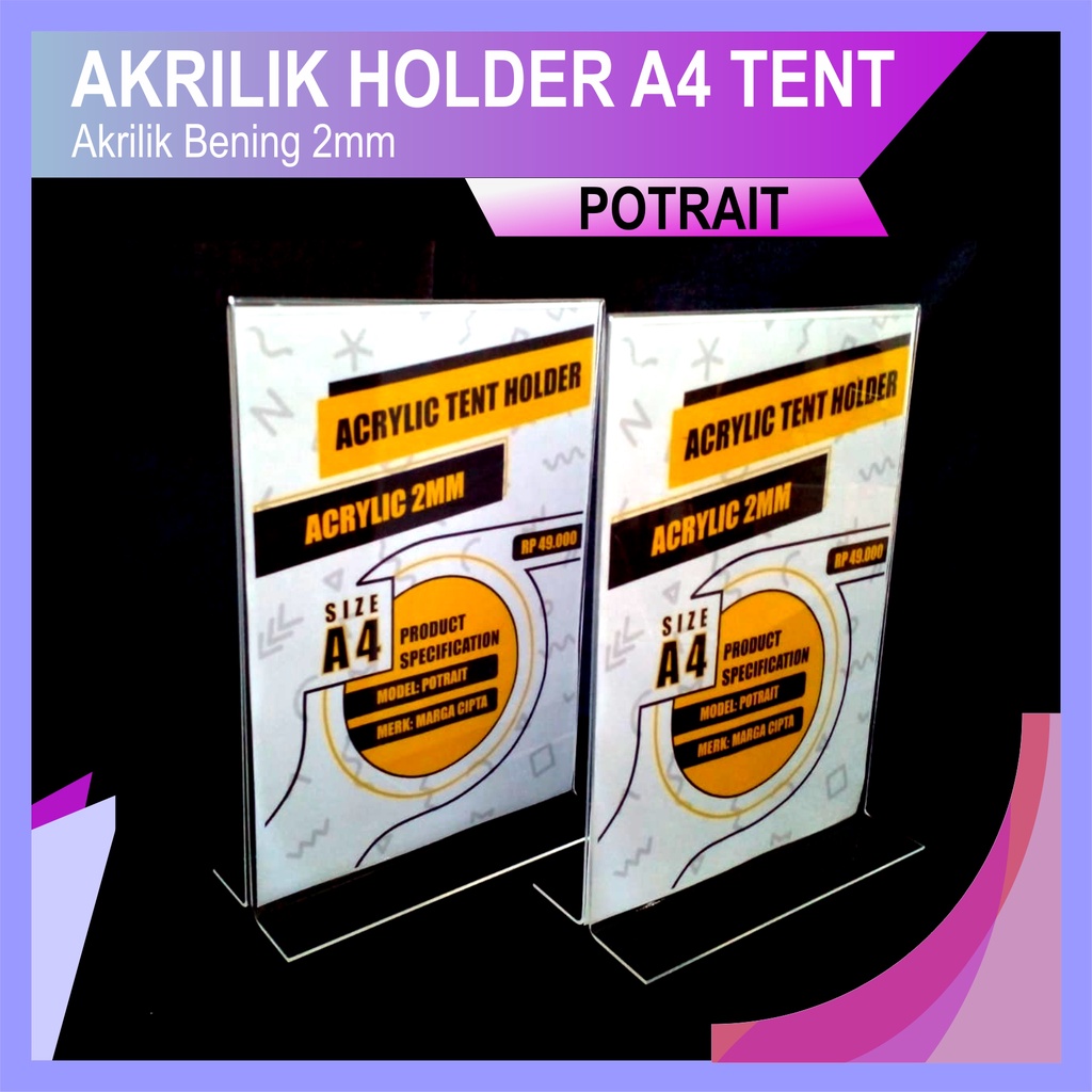 

ACRYLIC TENT HOLDER/AKRILIK TENT CARD A4 TEMPAT BROSUR MEJA/HOLDER A$