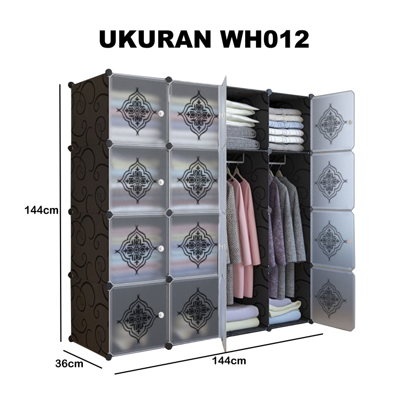 Lemari Pakaian 16 Pintu+ 2 Gantungan Baju Lemari plastik lemari rak serbaguna Lemari portabel - WORLDHOME