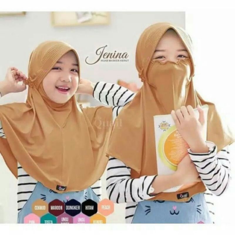 KERUDUNG ANAK CADAR | kerudung NIQAB YUMNA | JILBAB ANAK NIQAB usia 3-6 th all size