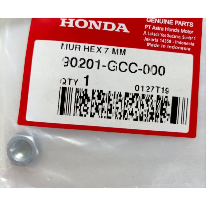 Mur Nut Hex 7MM Ori Honda 90201GCC000
