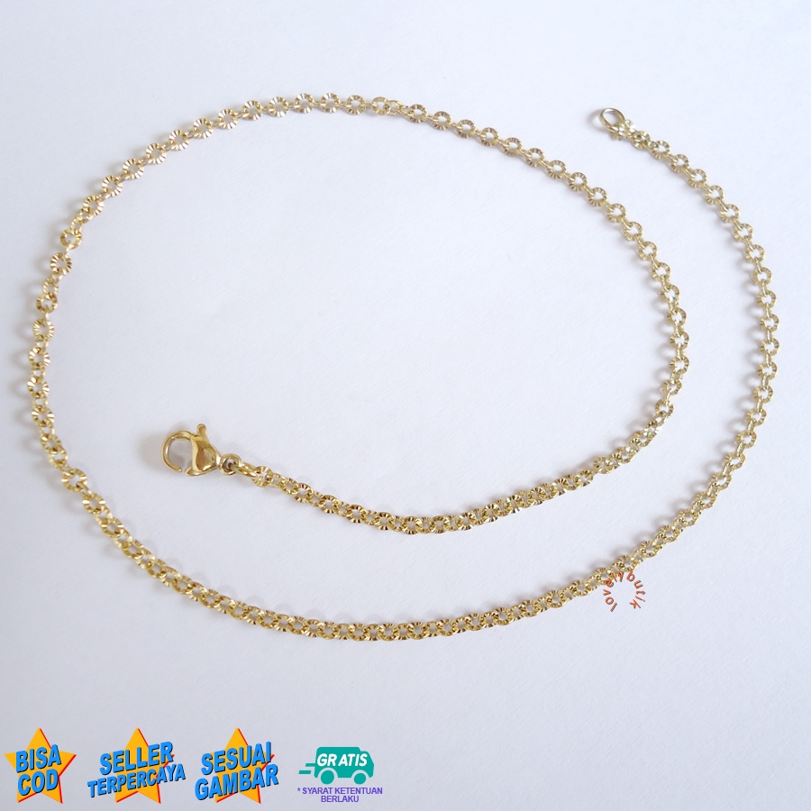 Lovelybutik Kalung Titanium Anti Karat Rantai Kalung Anti Hitam Kalung Anak Titanium Model Rantai Nori Donat Ukuran 35 Cm