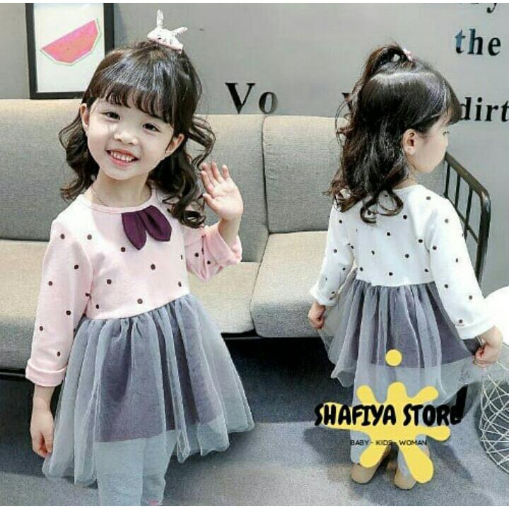 Dress Polkadot Rok Tutu Impor Anak Perempuan