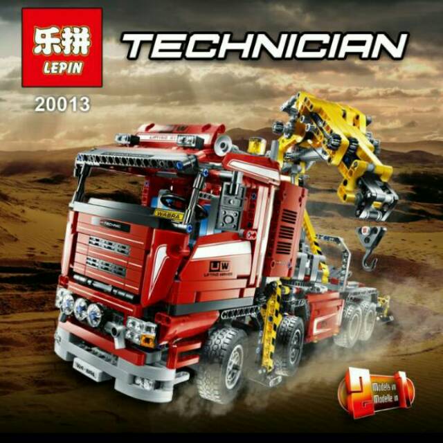 Mainan truck building bricks lepin LP20013 technician crane truck